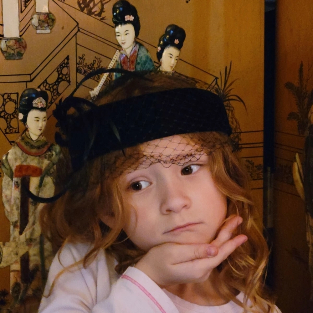 Vintage Millinery Whimsey Black  Hat Jonquil  in hat box